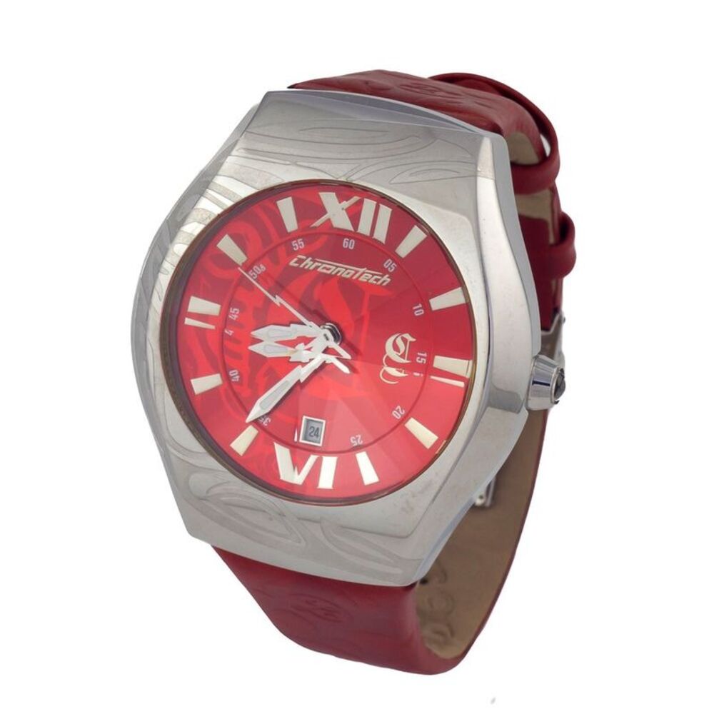 Chronotech 7694M03AC Red Leather Watch Men Red Watches
